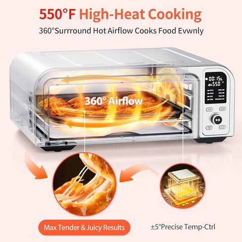 Beelicous Pro 19QT Digital 8-in-1 Air Fryer Toaster Oven, 550°F Flavor-Lock Tech, Flip Up & Away Capability, 40+ Recipes, Airfryer Countertop Oven Combo, 4 Accessories, Fit 13" Pizza, Black in Kuwait