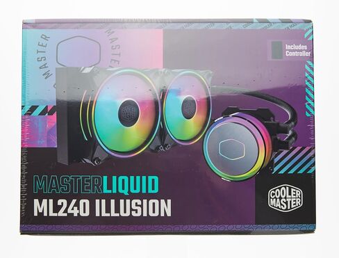 Cooler Master MasterLiquid ML240 Illusion CPU Liquid Cooler - AIO Water Cooling System, 3rd Gen Pump, 2 x 120mm ARGB Halo Fans, 240mm Radiator, ARGB Controller Included - AMD and Intel Compatible in Saudi Arabia