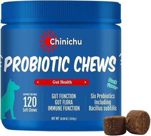 Probiotics for Dogs - Digestive Enzymes for Gut Flora, Digestive Health, Diarrhea & Bowel Support - Dog Supplement Soft Chew for Pet Immune System - Clinically Studied DE111 - Duck Flavor in Saudi Arabia