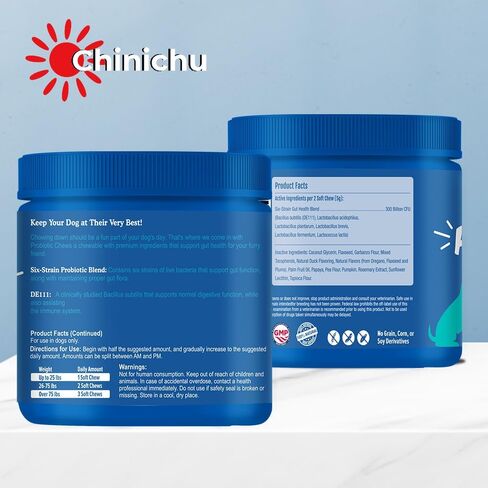 Probiotics for Dogs - Digestive Enzymes for Gut Flora, Digestive Health, Diarrhea & Bowel Support - Dog Supplement Soft Chew for Pet Immune System - Clinically Studied DE111 - Duck Flavor in Saudi Arabia