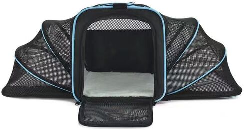 Cat Dog Carrier - Airline Approved Expandable Soft-Sided Pet Carrier with Removable Fleece Pad and Pockets, for Cats/Puppy and Small Animals (Black&Blue) in Saudi Arabia