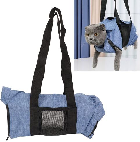 Zerodis Cat Grooming Carry Bag قابل للتعديل محيط الرقبة تنفس طوي المحمولة الحيوانات الأليفة الاستحمام القط الاستمالة حقيبة النسيج ضبط النفس قابل للتعديل لينة شبكة القط غسل حقيبة دش in Kuwait