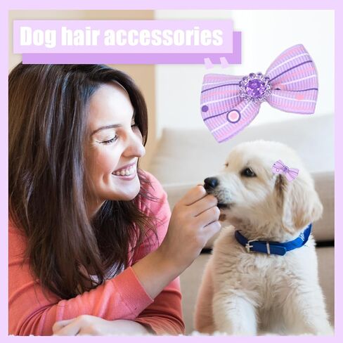 12 Pcs Small Dog Hair Bows with Rubber Bands Bowknot Dog Hair Accessories for Puppy Kitten (Pink) in Saudi Arabia