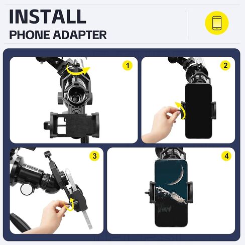 Telescope for Adults and Kids, 70mm Aperture 360mm Refractor Telescope for Astronomy Beginners(14.5x-108x), Portable Travel Telescope with Phone Adapter, Tripod and Carry Bag in Kuwait