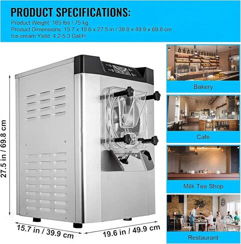 Commercial Ice Cream Machine 1400W 20/5.3 Gph Hard Serve Ice Cream Maker with LED Display for Restaurant Shops Dessert Store in Saudi Arabia