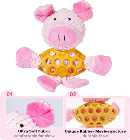 Dog Toys Cute Squeaky Pig,Plush Puppy Chewing Toys with Soft Material,Fun for Puppies and Small Medium Dogs Indoor,Pink in Saudi Arabia