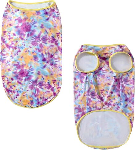 Dog Tie dye Sleeveless T Shirt Purple Yellow Printed Dogs Vest Shirt Pajamas Breathable Stretchy Summer Clothes for Large Dog Boys Girls（Large,Purple） in Saudi Arabia