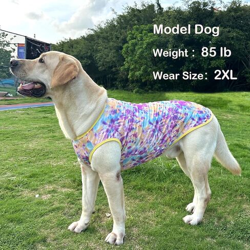 Dog Tie dye Sleeveless T Shirt Purple Yellow Printed Dogs Vest Shirt Pajamas Breathable Stretchy Summer Clothes for Large Dog Boys Girls（Large,Purple） in Saudi Arabia