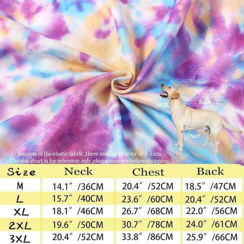Dog Tie dye Sleeveless T Shirt Purple Yellow Printed Dogs Vest Shirt Pajamas Breathable Stretchy Summer Clothes for Large Dog Boys Girls（Large,Purple） in Saudi Arabia