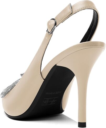 Soireelady Womens Heeled Sandals Point Toe Slingback Rhinestones Bownot Crystal Dinner Party Wedding Dressy Shoes in Kuwait
