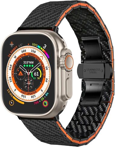 Carbon Fiber Apple Watch Band for Men, Compatible with iWatch Series 2/3/4/5/6/7/8/SE/ULTRA, 49/45/44/42mm, with Buckle Quick Release in Saudi Arabia
