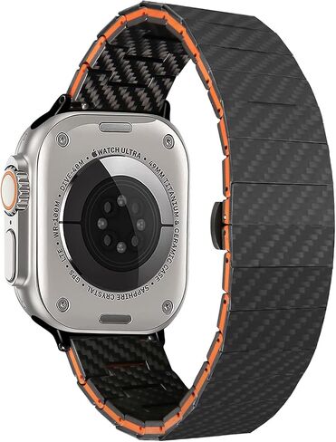 Carbon Fiber Apple Watch Band for Men, Compatible with iWatch Series 2/3/4/5/6/7/8/SE/ULTRA, 49/45/44/42mm, with Buckle Quick Release in Saudi Arabia