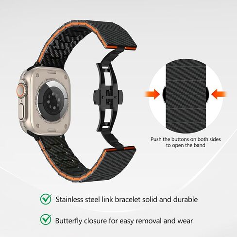 Carbon Fiber Apple Watch Band for Men, Compatible with iWatch Series 2/3/4/5/6/7/8/SE/ULTRA, 49/45/44/42mm, with Buckle Quick Release in Saudi Arabia