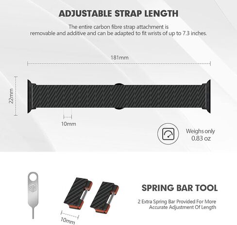 Carbon Fiber Apple Watch Band for Men, Compatible with iWatch Series 2/3/4/5/6/7/8/SE/ULTRA, 49/45/44/42mm, with Buckle Quick Release in Saudi Arabia