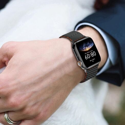 Carbon Fiber Apple Watch Band for Men, Compatible with iWatch Series 2/3/4/5/6/7/8/SE/ULTRA, 49/45/44/42mm, with Buckle Quick Release in Saudi Arabia