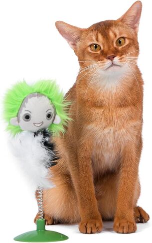 Beetlejuice Feathers Suction Swatter Cat Toy - 10.5 Inch with Feather Feature - Perfect for Indoor Cats and Kittens - Swatting Toy for Cats in Saudi Arabia