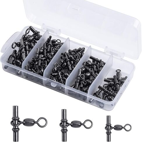3 Way Fishing Sleeve Swivels Fishing Cross Line Swivels, 30/35/60/90 Pcs 3 Way Fishing Crimp Swivels Heavy Duty Brass Triple Swivels Fishing Accessories Saltwater Freshwater in Saudi Arabia
