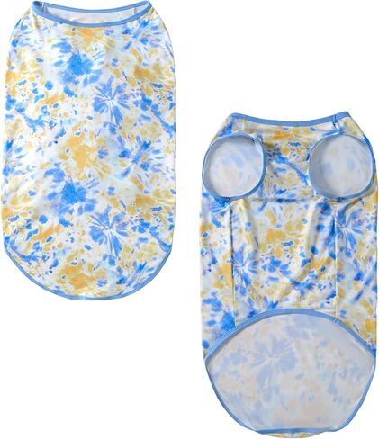 Dog Tie dye Sleeveless T Shirt Purple Yellow Printed Dogs Vest Shirt Pajamas Breathable Stretchy Summer Clothes for Large Dog Boys Girls（Large,Purple） in Saudi Arabia