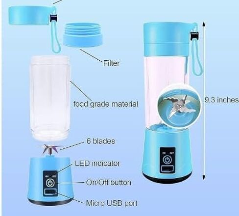 Portable Personal Blender, Mini Rechargeable USB Smoothie Maker, Stainless Steel Drink Mixer with Touch Screen Control (Purple), large in Saudi Arabia