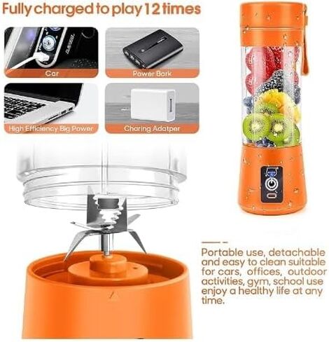 Portable Personal Blender, Mini Rechargeable USB Smoothie Maker, Stainless Steel Drink Mixer with Touch Screen Control (Purple), large in Saudi Arabia
