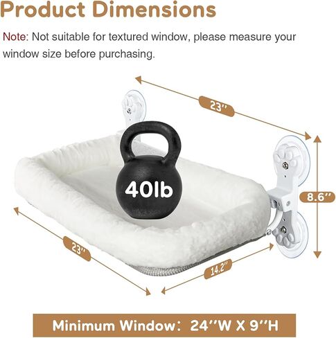 Foldable Cat Hammock for Window, Cat Window Perch with Removable Soft Cover, Cordless Cat Window Hammock for Large Cats, Machine Washable Cat Bed Cover and Solid Metal Frame(Grey Cushion Bed, Large) in Saudi Arabia