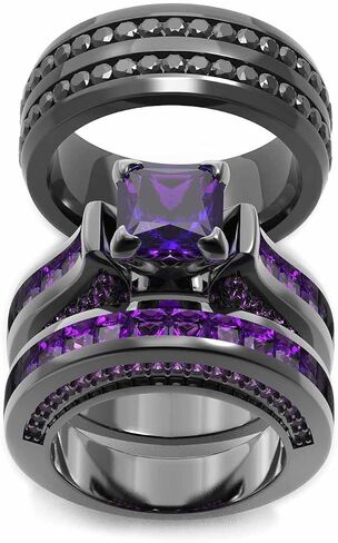 مجموعة خاتم الزفاف من LOVERSRING، مجموعة خواتم الزفاف للنساء من الذهب الأبيض المملوءة بالذهب الأبيض للرجال من تشيكوسلوفاكيا المصنوعة من الفولاذ المقاوم للصدأ in Kuwait