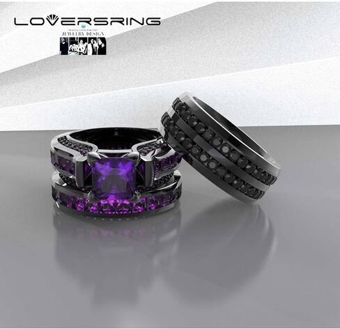 مجموعة خاتم الزفاف من LOVERSRING، مجموعة خواتم الزفاف للنساء من الذهب الأبيض المملوءة بالذهب الأبيض للرجال من تشيكوسلوفاكيا المصنوعة من الفولاذ المقاوم للصدأ in Kuwait
