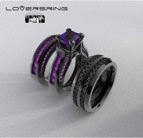 مجموعة خاتم الزفاف من LOVERSRING، مجموعة خواتم الزفاف للنساء من الذهب الأبيض المملوءة بالذهب الأبيض للرجال من تشيكوسلوفاكيا المصنوعة من الفولاذ المقاوم للصدأ in Kuwait