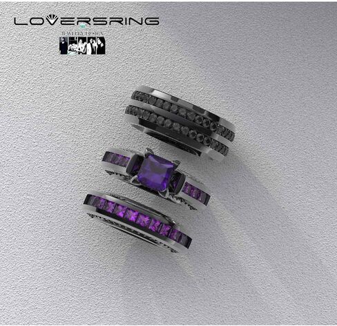 مجموعة خاتم الزفاف من LOVERSRING، مجموعة خواتم الزفاف للنساء من الذهب الأبيض المملوءة بالذهب الأبيض للرجال من تشيكوسلوفاكيا المصنوعة من الفولاذ المقاوم للصدأ in Kuwait