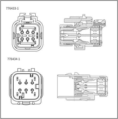 موصل السيارات العالمي 6-Pin مقاوم للماء AMP 776433-1 776434-1 محول الاستشعار ذكر / أنثى التوصيل والمقبس الإسكان مع محطات (موصل الذكور) in Saudi Arabia
