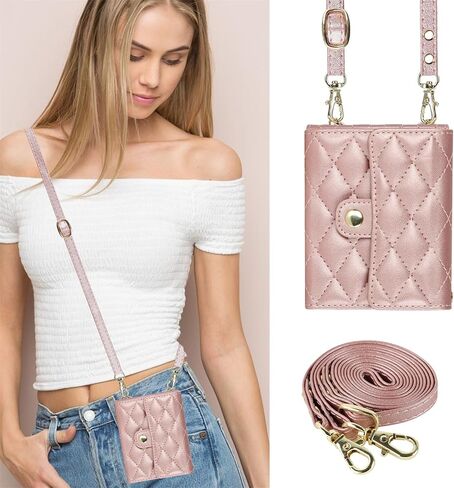 CCSmall Crossbody Cover for Motorola Razr 2024 Wallet Case for Women, PU Leather Purse with Credit Card Slot Holder RFID Blocking Adjustable Lanyard Phone Case for Moto Razr 50 FQ Rose Gold in Kuwait