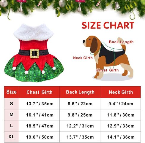 Idepet Christmas Dog Dress Cute Skirt Pet Christmas Costume Cat Sparkly Sequin Clothes Girl Puppy Xmas Holiday Party Cosplay Outfit Winter Apparel for Small Dogs Cats (Red, Small) in Saudi Arabia
