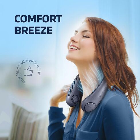 NEXAIR Portable Neck Fan - 3 Speed Rechargeable Bladeless Neck Cooler, Quality Comfortable Lightweight, Personal Neck Fan For Women & Men Modern Design, Great Cooling Fan For Travel, Outdoors & Sports in Saudi Arabia
