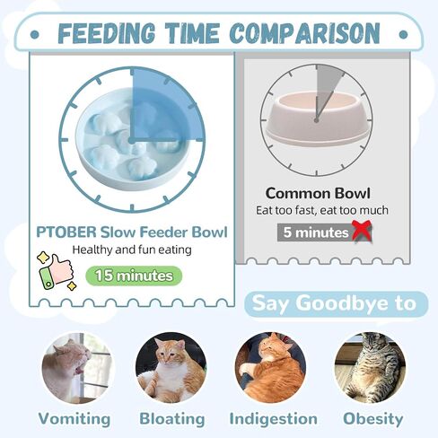 Cat Slow Feeder Bowl Ceramic - Slow Eating Cat Bowl Anti Vomiting - Pastel Tones Cat Food Plate - Cute Bloom Cat Feeding Bowl - Fun Maze Cat Dish for Fast Eaters - Dishwasher Safe - 6 OZ - Off White in Saudi Arabia