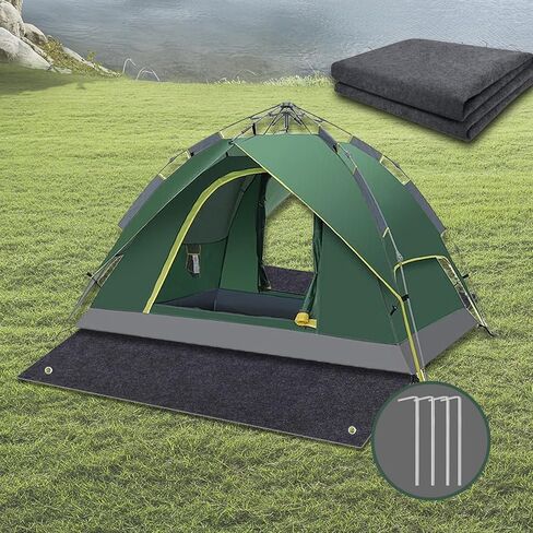 سجادة تخييم لأرضية الخيمة، بطانية أرضية الخيمة مع حزام و4 أوتاد للخيمة، 6.2 × 5 قدم، نزهة خارجية مقاومة للماء، متينة وخفيفة الوزن وناعمة ومريحة وقابلة للغسل in Kuwait