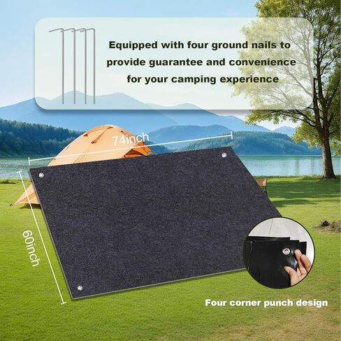 سجادة تخييم لأرضية الخيمة، بطانية أرضية الخيمة مع حزام و4 أوتاد للخيمة، 6.2 × 5 قدم، نزهة خارجية مقاومة للماء، متينة وخفيفة الوزن وناعمة ومريحة وقابلة للغسل in Kuwait