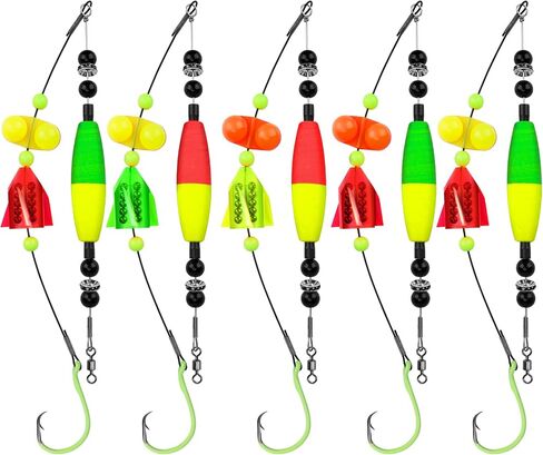 THKFISH Catfish Rigs Fishing Rigs, 5PCS Bank Fishing Catfishing Tackle,Catfishing Tackle Floats with Rattler Catfishing Equipment, 6/0 8/0 10/0 Circle Hooks 50-70 LB Wire Fishing line with Snaps in Saudi Arabia