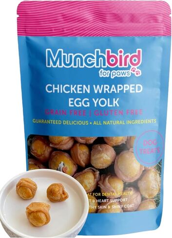 Dehydrated Chicken Jerky Wrapped Egg Yolk Dog Treats, 100% Egg Yolk, Food Topper for Dogs, No Filler, Alternative to Freezed Dried Quail Egg Yolk, 7 OZ (Pack of 20 to 30 Egg yolks) in Saudi Arabia