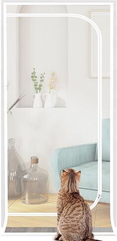 Sunolga Cat Screen Door يناسب حجم الباب 36 بوصة × 82 بوصة، باب شاشة للحيوانات الأليفة من النسيج المقوى مع سحاب وخطاف وحلقة لغرفة المعيشة والمطبخ وغرفة النوم، يمنع القطط والكلاب من النفاد، أسود in Saudi Arabia