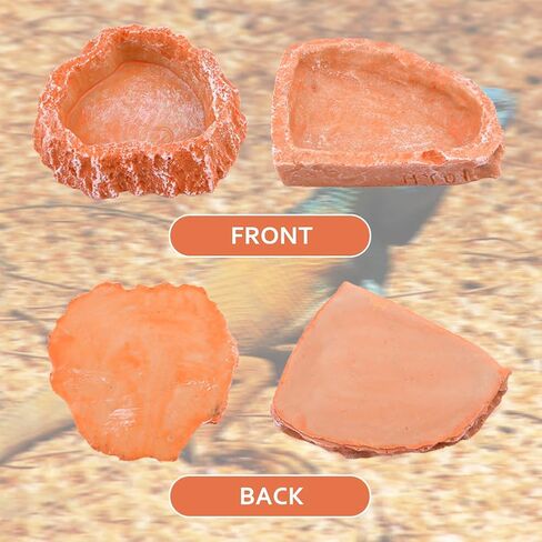 Reptile Feeding Dish Water Bowls, 2 Pack Reptile Water Dish Food Bowl with Shovel and Tweezer, Reptile Feeding Bowls for Bearded Dragon Lizard Tortoise Hermit Crab in Saudi Arabia