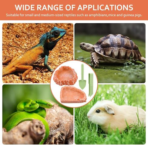 Reptile Feeding Dish Water Bowls, 2 Pack Reptile Water Dish Food Bowl with Shovel and Tweezer, Reptile Feeding Bowls for Bearded Dragon Lizard Tortoise Hermit Crab in Saudi Arabia