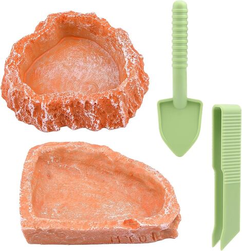 Reptile Feeding Dish Water Bowls, 2 Pack Reptile Water Dish Food Bowl with Shovel and Tweezer, Reptile Feeding Bowls for Bearded Dragon Lizard Tortoise Hermit Crab in Saudi Arabia