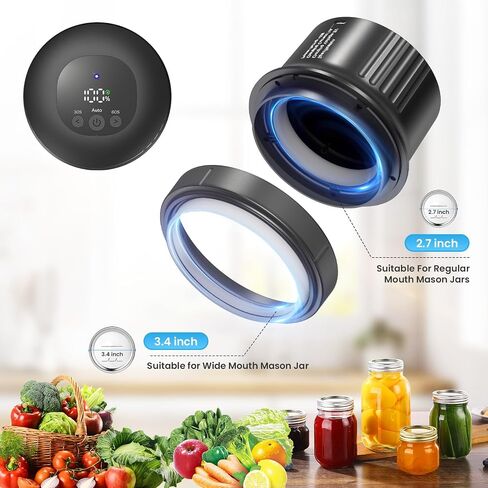 Mason Jar Vacuum Sealer, Upgrade 3-in-1 Mason Jar Vacuum Sealer Kit for Wide Mouth and Regular Mouth Mason Jars, Automatic Vacuum Sealer for Jars Food Storage, Vacuum Bags, Can Opener in Saudi Arabia