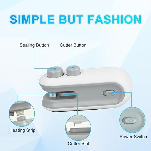ماكينة ختم الأكياس الصغيرة، ماكينة ختم الحرارة 2 في 1 المطورة، ماكينة ختم الحرارة لأكياس USB C القابلة لإعادة الشحن مع مغناطيس، ماكينة إعادة الغلق المحمولة لأكياس البلاستيك، تخزين الرقائق والوجبات الخفيفة ونضارة الطعام in Kuwait