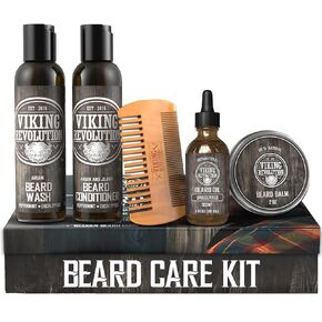 Ultimate Beard Care Conditioner Kit - Beard Grooming Kit for Men Softens, Smoothes and Soothes Beard Itch- Contains Beard Wash & Conditioner, Beard Oil, Beard Balm and Beard Comb- Classic Set