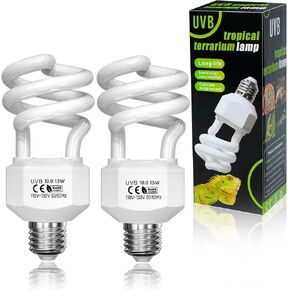 UVB Bulbs for Reptiles 10.0 13W Desert Reptile UVB Bulb, Spiral Compact UVB Light Bulb, UVA UVB Retile Light Bulb for Bearded Dragons Lizard Turtle Chameleons Snake Gecko-2Pack
