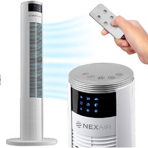 NEXAIR 36" Oscillating Tower Fan, 3 Speed Portable Fan Tower With Remote Control, Quiet Operating Floor Fan for Bedroom with 7.5 Hr Auto Off Timer, Modern Design Room Cooling Fan For Home & Office