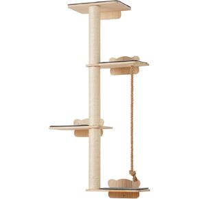 VEVOR 4 Tiers Cat Tree, Cat Wall Furniture Set with 4 Jumping Boards, Wall-Mounted Cat Floating Shelf up to 40 lbs, 12 mm Pine Wood Cat Perch for Sleeping, Playing, and Climbing