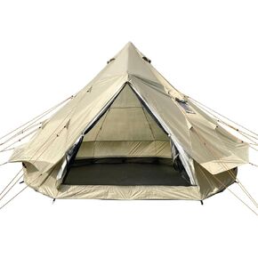 DANCHEL OUTDOOR B2A Roomy Portable No Centre Pole Yurt Tent for 4/8 Person Glamping, Waterproof 4 Season Bell Tent with Stove Jack 300D Oxford for All Year Living 13ft,16.4ft Khaki