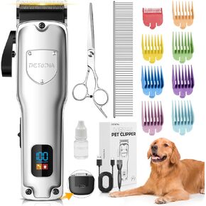 Dog Clippers for Grooming, Pet Grooming Supplies Kit, Professional Grooming Clippers for Thick Heavy Coats Low Noise Rechargeable Hair Trimmers with Ceramic Blade for Dogs Cats Animals